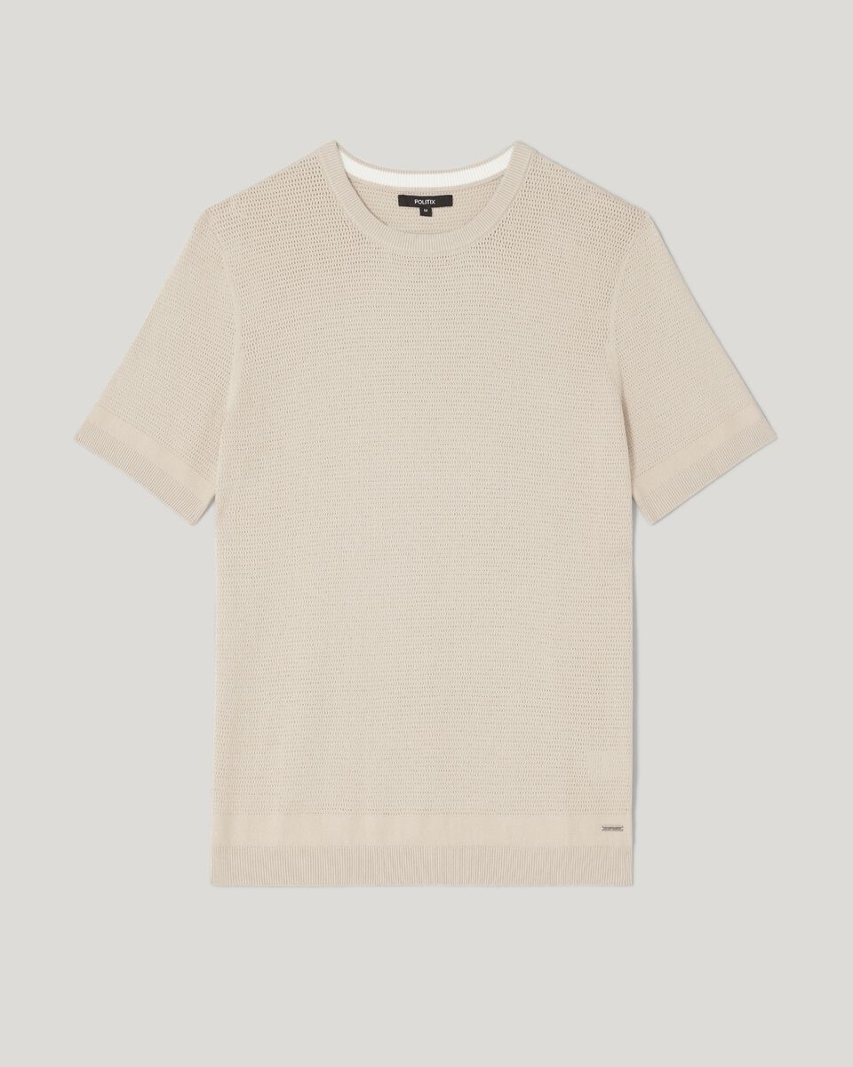 Crew Short Sleeve Knit, Bone, hi-res